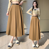 Zingj Skirt Female 2024 New High Waist A Word Large Line OL Over The Knee Suit Umbrella Skirt Pleated