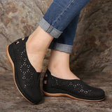Sandals 2022 Vintage Casual Ladies Flats Shoes Sandals Women Summer Hollow Out Breathable Wedges Shoes Slip On Female