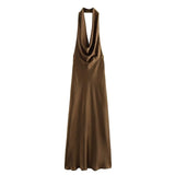 Women's Clothing 2025 Summer New Temperament Hanging Neck Collar Silk Texture Repairing Flute