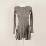 A-Line Knitted Dress Full Sleeve Solid Ladies Sweater Vestidos 2022 Autumn Women Mini
