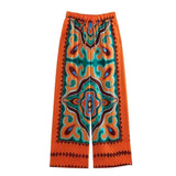 Printed Wide Leg Pants Women High Waist Baggy Pants Woman Fashion Summer Y2k Streetwear Casual Pants Set Women's