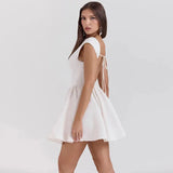 Short Sleeve Backless Mini Dress- Outfit