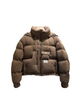 Hooded Down Bread Suit Women's 2024 Winter Fashion Design Sense Pocket Thick Warm White Duck Down Casual Jacket-Outfit