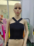 Zingj Cross Hanging Neck Knit Sling Small Vest Bare Back Tight Show Thin Bandage Wipe-Outfit