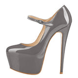 Onlymaker Women Mary Jane Platform Pumps Ankle Strap Stiletto 15~16cm High Heels Dress Buckle Shoes Large Size