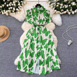 Zingj Familiar Style Minority Women's Dress 2024 Summer New Design Sensitive Wood Ear Waist Printing Elegant Long
