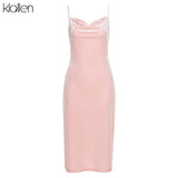 Fashion Elegant Party Strap Dress Women Summer 2021 New Solid Pink Simple Office Lady Street Vacation Beach
