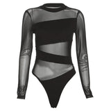 Autumn Fashion Trend Women's New Sexy Perspective Mesh Repair Slim Thin-Skinned