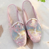 Zingj Embroidery Net Red Envelope Head Embroidered Leisure Travel Slippers Retro Embroidered National Wind Cloth