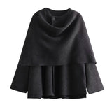 Autumn Women's Asymmetric Scarf Short Knitted Coat W063