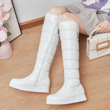 Warm Plush Knee High Boots Women Comfy Flat Heel Snow Boots Slip On Platform Woman Long Boots Shoes Black Pink White