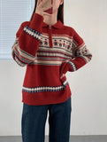 Half Zip Christmas Knit Pullover- Outfit