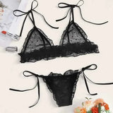 Hot Lingerie Sexy Women's Net Yarn Perspective Three-Point Lingerie