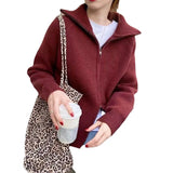 Women's Coat Spring And Autumn Lazy Style 2024 New Knitted Cardigan Zipper Korean Version Of The Internet Celebrity Loose And