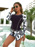 2025 New Surf Suit Long Sleeve Anti-Diving Suit Print Flat Angle Separation Conservative Swimsuit Women