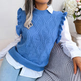 Shooting 2025 Autumn And Winter Wood Ear In The Shape Of A Knitted Vest Sweater Women's