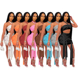 Zingj New Women's Perspective Mesh Bandage Dress Strapless Skirt Two-Piece