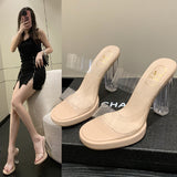 Wear Women's Summer Cool Crystal Pu Code High Heels Slippers New Big Red 2025 Water Drill