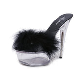 Zingj Maomao Sexy Super High Heels 15CM Thin Heel Waterproof Table Slippers Transparent Crystal Shoes Wedding Shoes Banquet High