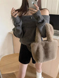 Solid Off Shoulder Knit Sweater- Outfit