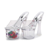 Zingj Yards 18-20 Cm Height Crystal Slope With Slippers Women's Summer Waterproof Platform Anti-Slip Thick