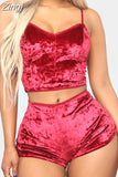 Women 2 piece set Velvet Sleepwear Sexy Spaghetti Strap Shorts Pajamas Suit Ladies Casual Sleepwear Female Pajama Party