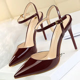 Shoes Fashion Sandals Women 2021 Patent Leather High Heels Women Sandals Summer Heeled Sandals Pointed Toe Women
