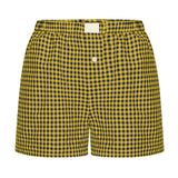 Summer New Ladies Leisurely Comfortable High-Waisted Broad-Legged Retro Lattice
