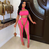 Color Rompers Women Sexy Sheer Mesh See Through Skinny Jumpsuits 2022 Summer Sleeveless Night Club Party One Piece