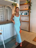U Neck Shiny Bright Silk Suspender Dress Women Sexy Sleeveless Knitted Dresses 2024 Summer Chic Female Party