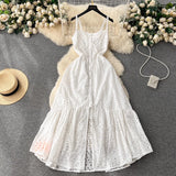 Style Printing Suspender Dress Women's Summer Hollowed-Out Fork Design Sense Of Minority Chic Super Fairy