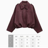 Women's 2025 New Bat Sleeve Loose-Fitting Velvet Bomber Jacket