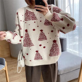 Autumn And Winter New Christmas Tree Pullover Female Korean Version Loose Lazy Wind Retro Color Sweater