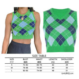 Sweater Vest Women Black Sleeveless Plaid Knitted Crop Sweaters Casual Autumn Preppy Style 2020 tops V Neck