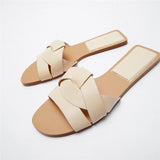 ZARZ 2022 Summer New Fashion Crystal Square Toe Flat Sexy Outer Wear Sandals And Slippers Women Luxury Brand Woman Beach