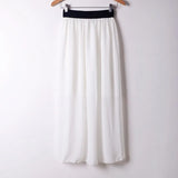 Fashion Wholesale Women Chiffon Long Skirts Candy Color Pleated Maxi Free
