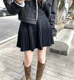 Knitted Pleated Mink Skirt-Outfit