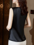 Womens Tops Satin Blouses for Women Women's Vest Lace Sleeveless Tank Top Floral Elegant Blouse Silk Women Clothing Ladies