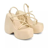 Women's Shoes Sandals 2025 New Large-Size Waterproof Table Thick Bottom Slope And Sexy Buckle