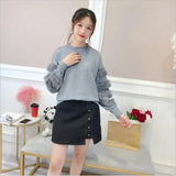 Autumn And Winter New Women's Fashion Rabbit Fur Decorative Sleeve Sweater Solid Color Pullover Sweater