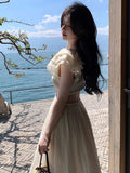 Hollow Out Midi Dresses for Women 2023 Summer New Elegant Party Prom One Piece Fashion Beach Holiday Vestidos Female