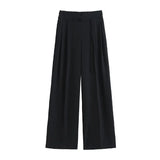 New Chinese Style Suit Pants Women Spring And Autumn Small High-Waist Hanging Straight Casual Narrow Version Of Broad Leg