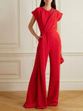 Wide Leg Pants Printed Two Piece Set New Summer Slan shoulder Sexy Party Sequins Suits Commuter High Waist Office Lady