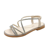 And South Korea New Fairy Wind Large Water Drill Flat-Soled Sandals Women's Toe-Slippers Loose With Beach Cool