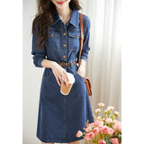 Zingj Joker Show Thin Denim Dress Female 2024 Summer New Casual Pocket Closed Waist Skirt-Outfit