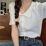 Zingj POLO Lapel Knit Cardigan Summer 2024 New Color Knit Short Sleeve Sweater