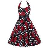 Women Polka Dot Print Summer Dress Sexy Retro White Halter Vintage Dress 2022 Robe Femme Pin Up Rockabilly Party