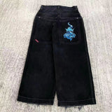 Baggy Jeans For Men Retro Embroidery Hip-Hop Goth Street Clothing 211-0-Outfit