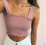 Autumn Tube 2020 New Crop top Women Bow Tie Strap Ruched tank Top Lettuce Edge Elastic Camis 17