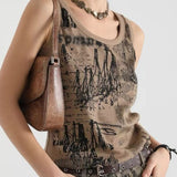Gothic Tank Top Women Harajuku Punk Streetwear Casual Loose Summer Tanks 2024 Y2k Aesthetic Letter Printing Grunge
